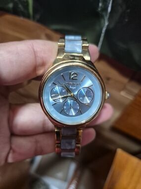 Invicta Angel Gold-Tone Watch with Blue Dial